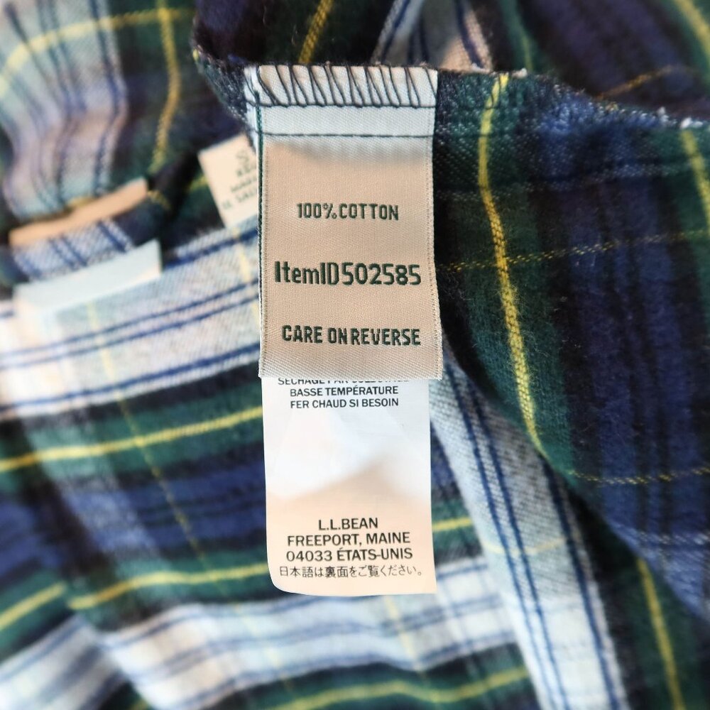 LL BEAN Scotch Tartan Plaid Flannel Cotton Full Length Bath Robe Size S Cozy - Picture 7 of 8